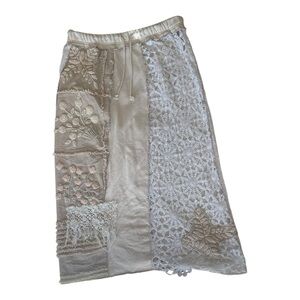 Jelbel Up cycled Lace and Embroidery Patchwork Midi Skirt -ONE of a Kind